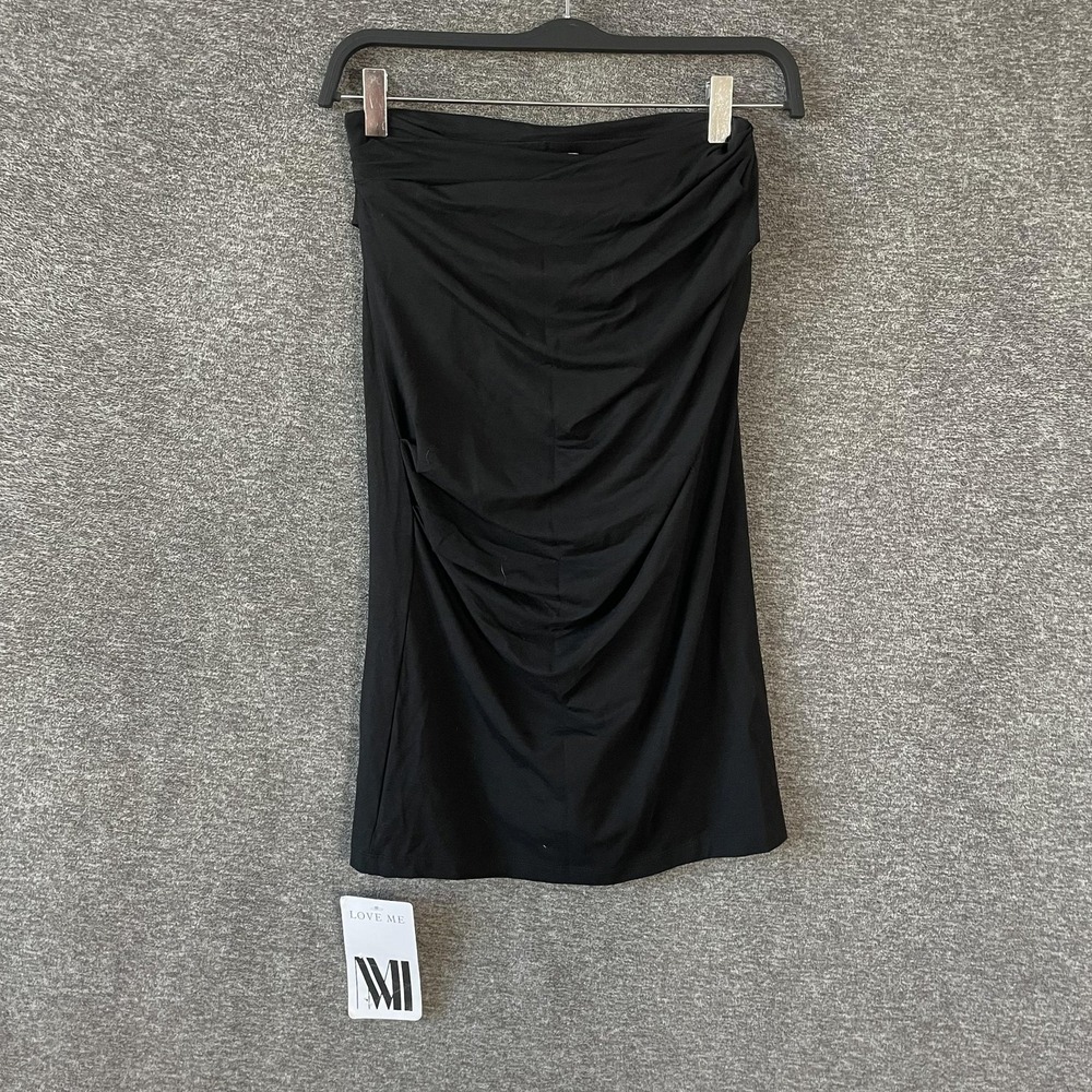 M.M. Lafleur Skirt Womens Small Black Jersey Ruched Pencil Knee Length Workwear